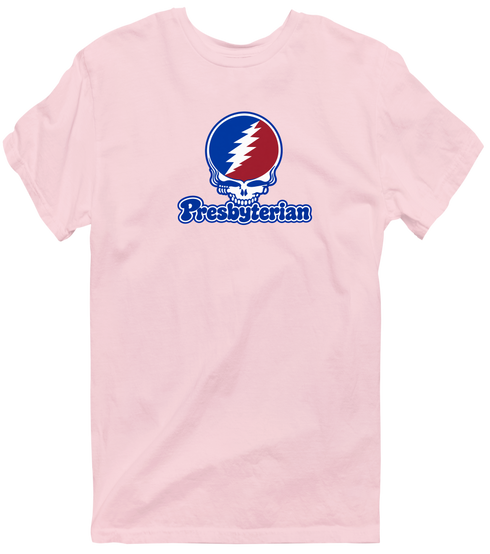 Presbyterian Stealie Premium Unisex T-Shirt — Design: Presbyterian College — Light Pink