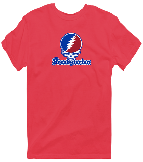 Presbyterian Stealie Premium Unisex T-Shirt — Design: Presbyterian College — Heather Red