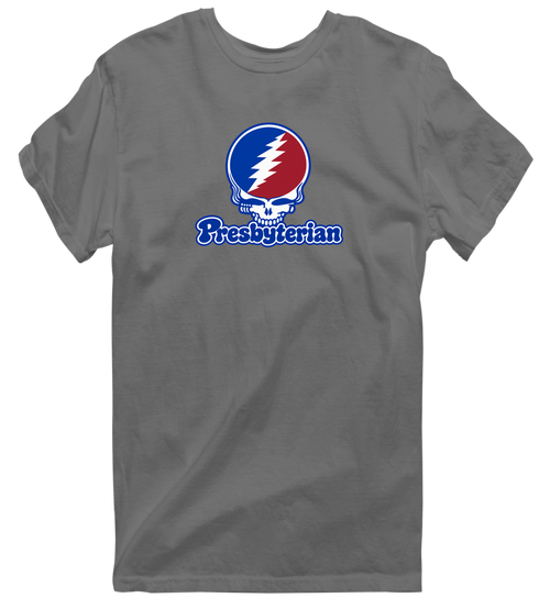 Presbyterian Stealie Premium Unisex T-Shirt — Design: Presbyterian College — Charcoal