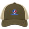 Presbyterian Stealie Premium Unisex Trucker Cap — Design: Presbyterian College — Moss/Khaki