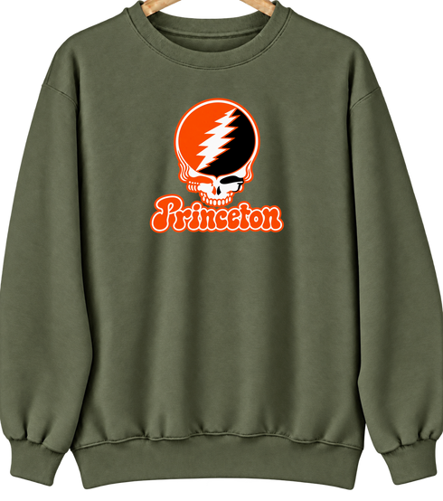 Princeton Stealie Premium Unisex Crewneck — Design: Princeton University — Military Green