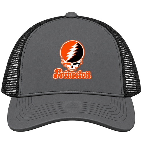 Princeton Stealie Premium Unisex Trucker Cap — Design: Princeton University — Charcoal/Black