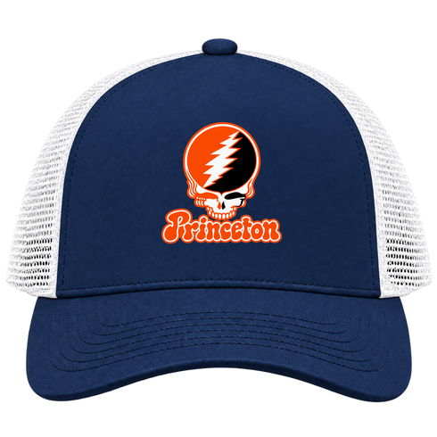 Princeton Stealie Premium Unisex Trucker Cap — Design: Princeton University — Navy/White