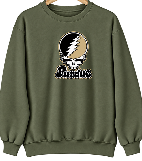 Purdue Stealie Premium Unisex Crewneck — Design: Purdue University — Military Green