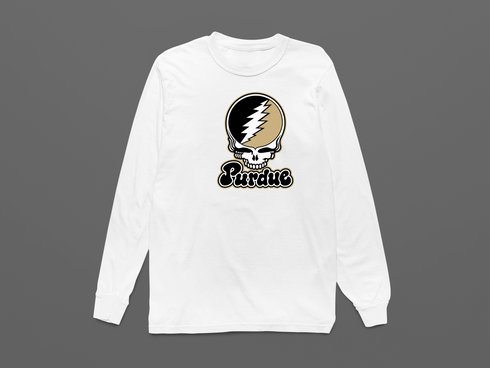 Purdue Stealie Premium Unisex Long-Sleeve — Design: Purdue University — White