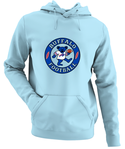 Buffalo Football Dancing Bear - Premium Grateful Dead Hoodie - Light Blue