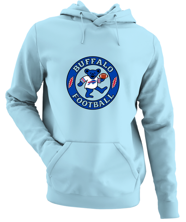 Buffalo Football Dancing Bear - Premium Grateful Dead Hoodie - Light Blue