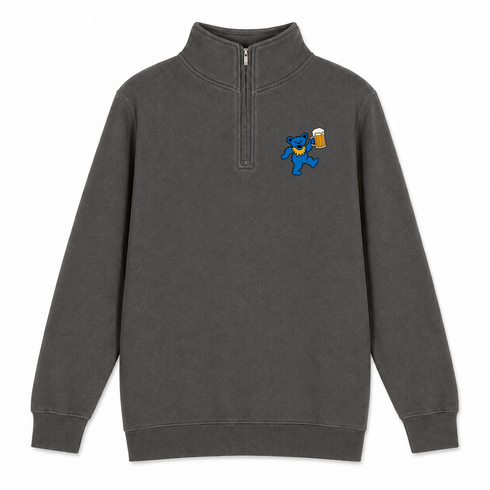 Beer Lovin' Bear - Premium Grateful Dead Quarter-Zip Pullover - Charcoal - 5