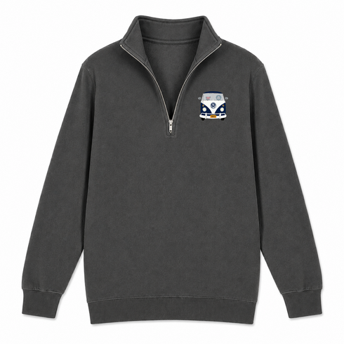 Jerry and The Bear - Life is dead.® Yankees Bus - Premium Grateful Dead Quarter-Zip Pullover - Charcoal - 6