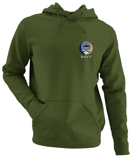 US Naval Academy - Premium Grateful Dead Left Chest Hoodie - Military Green