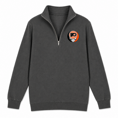 Philadelphia Flyers - Premium Grateful Dead Quarter-Zip Pullover - Charcoal - 6