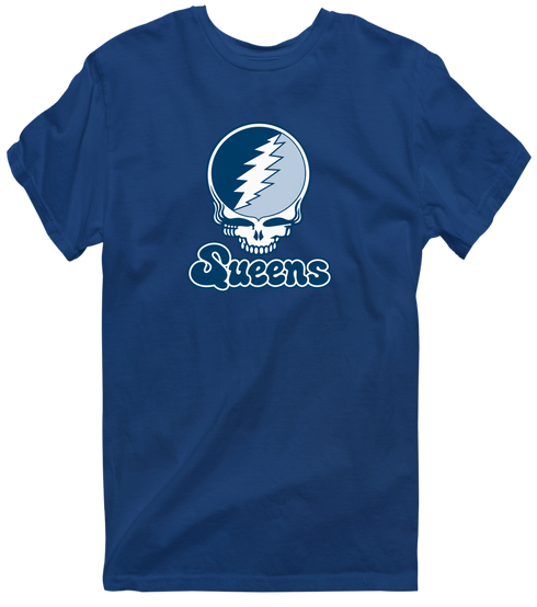 Queens Stealie Premium Unisex T-Shirt — Design: Queens College — Navy