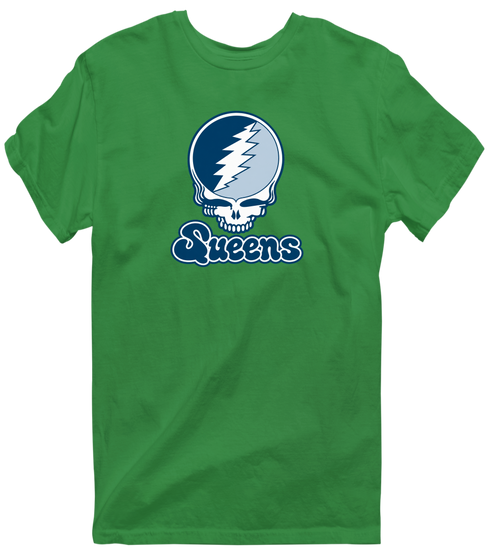 Queens Stealie Premium Unisex T-Shirt — Design: Queens College — Irish Green