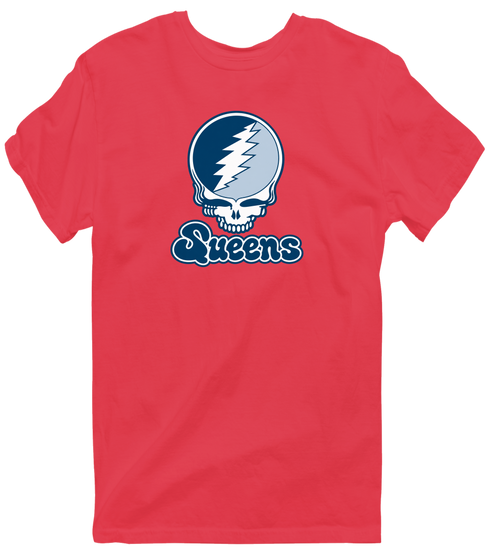 Queens Stealie Premium Unisex T-Shirt — Design: Queens College — Heather Red