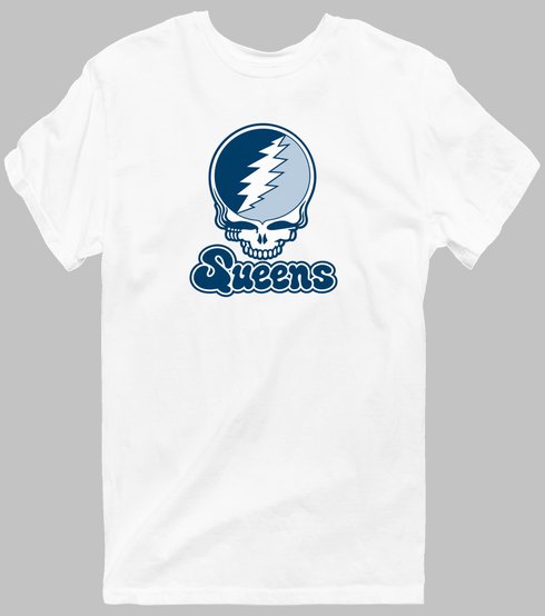 Queens Stealie Premium Unisex T-Shirt — Design: Queens College — White
