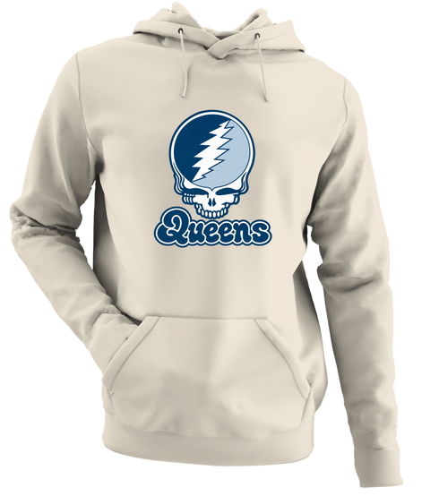 Queens Stealie Premium Unisex Hoodie — Design: Queens College — Sand