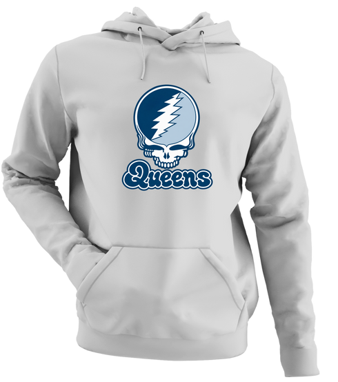 Queens Stealie Premium Unisex Hoodie — Design: Queens College — Sport Grey