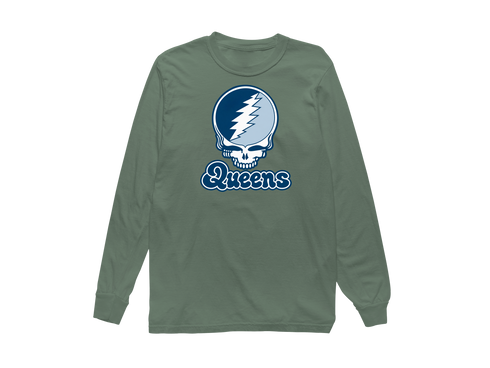 Queens Stealie Premium Unisex Long-Sleeve — Design: Queens College — Light Green