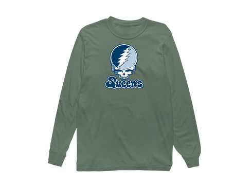 Queens Stealie Premium Unisex Long-Sleeve — Design: Queens College — Light Green