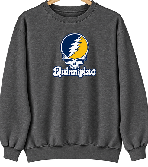 Quinnipiac Stealie Premium Unisex Crewneck — Design: Quinnipiac University — Dark Heather