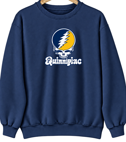 Quinnipiac Stealie Premium Unisex Crewneck — Design: Quinnipiac University — Navy