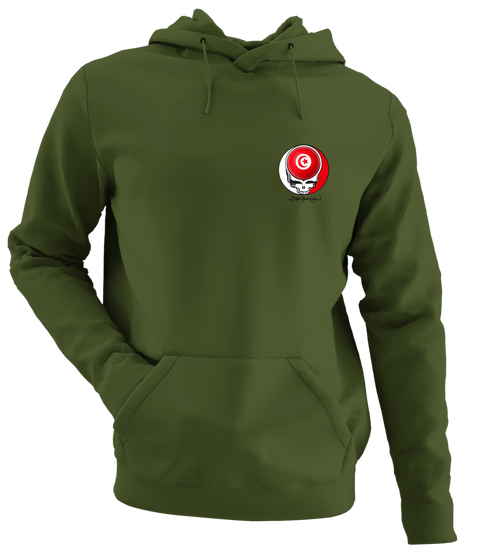 Tunisia FIFA World Cup - Premium Grateful Dead Left Chest Hoodie - Military Green - 7