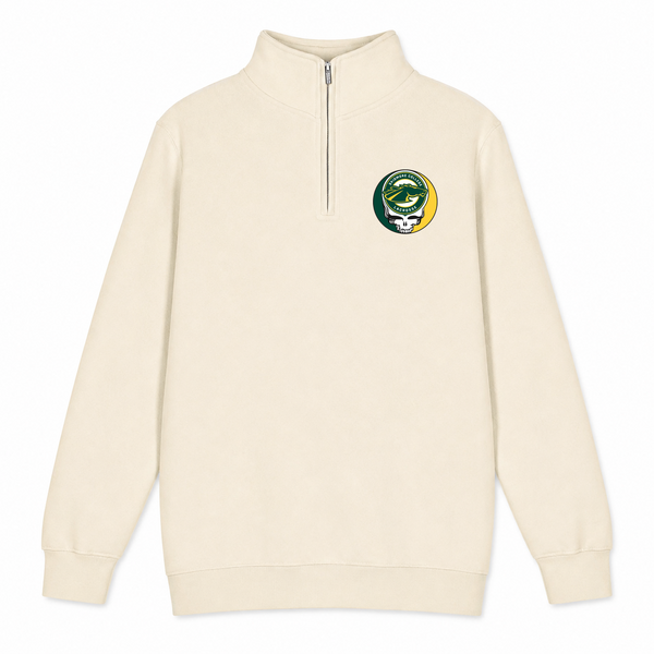 Skidmore Lacrosse - Premium Grateful Dead Quarter-Zip Pullover - Sand - 1