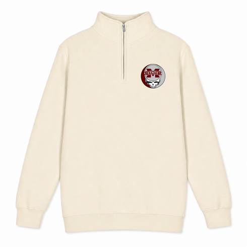Mississippi State University - Premium Grateful Dead Quarter-Zip Pullover - Sand - 1