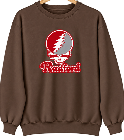 Radford Stealie Premium Unisex Crewneck — Design: Radford University — Brown