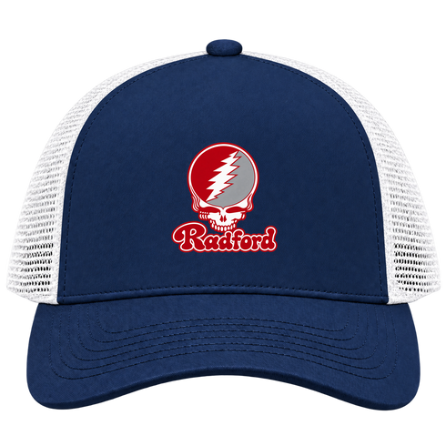 Radford Stealie Premium Unisex Trucker Cap — Design: Radford University — Navy/White