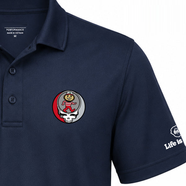 Ohio State University Dancing Buckeye Stealie Premium Stealie Performance Polo