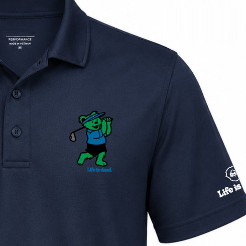 Golfing Bear - Life is dead.® Premium Stealie Performance Polo