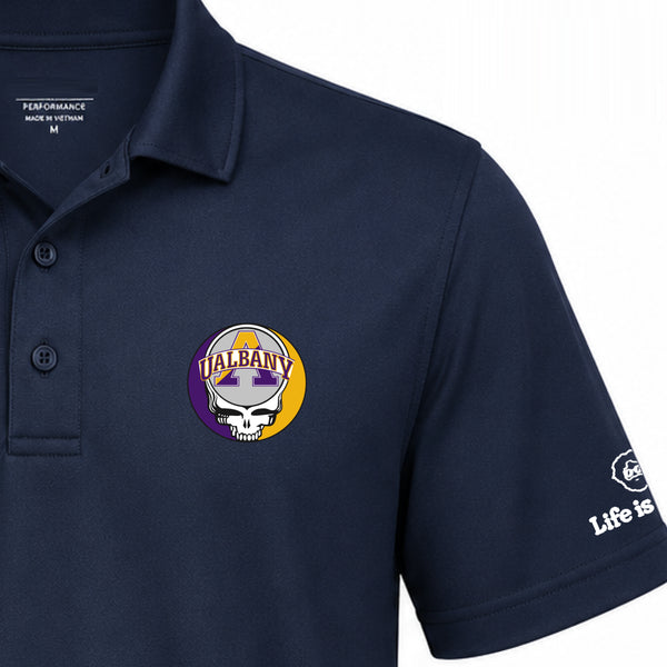 University of Albany Premium Stealie Performance Polo