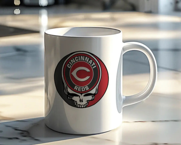 Grateful Dead - Cincinnati Reds Stealie 15 Ounce Coffee Mug - StealieShop