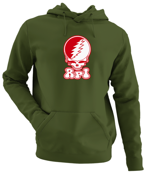 Rensselaer Polytechnic Institute Stealie Premium Unisex Hoodie — Design: Rensselaer Polytechnic Institute — Military Green