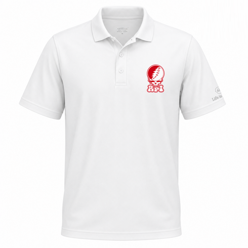 Rensselaer Polytechnic Institute Stealie Premium Unisex Polo — Design: Rensselaer Polytechnic Institute — White