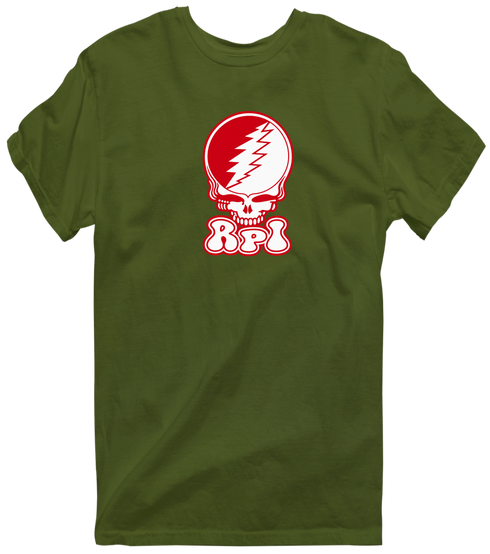 Rensselaer Polytechnic Institute Stealie Premium Unisex T-Shirt — Design: Rensselaer Polytechnic Institute — Military Green