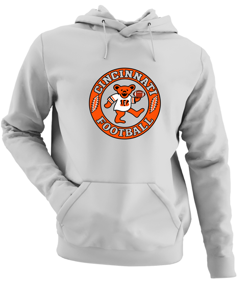 Cincinnati Football Dancing Bear - Premium Grateful Dead Hoodie - Sport Grey
