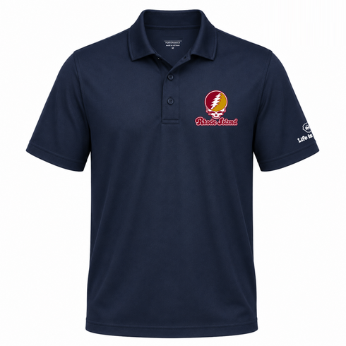 Rhode Island Stealie Premium Unisex Polo — Design: Rhode Island College — Navy