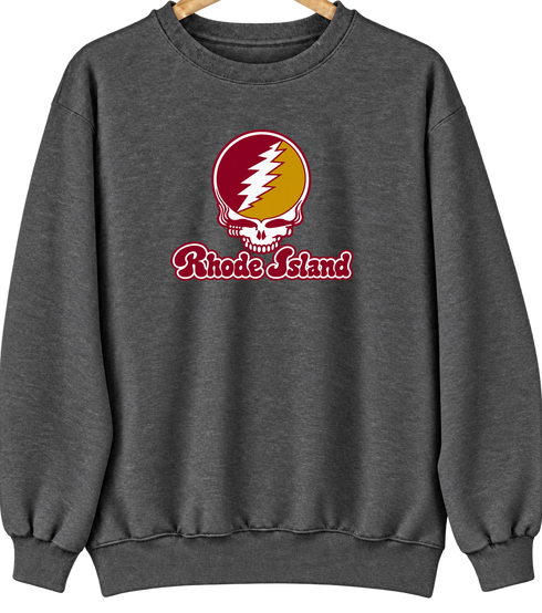 Rhode Island Stealie Premium Unisex Crewneck — Design: Rhode Island College — Dark Heather