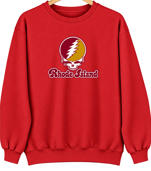 Rhode Island Stealie Premium Unisex Crewneck — Design: Rhode Island College — Red