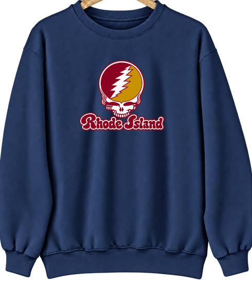 Rhode Island Stealie Premium Unisex Crewneck — Design: Rhode Island College — Navy
