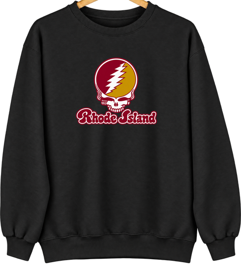 Rhode Island Stealie Premium Unisex Crewneck — Design: Rhode Island College — Black