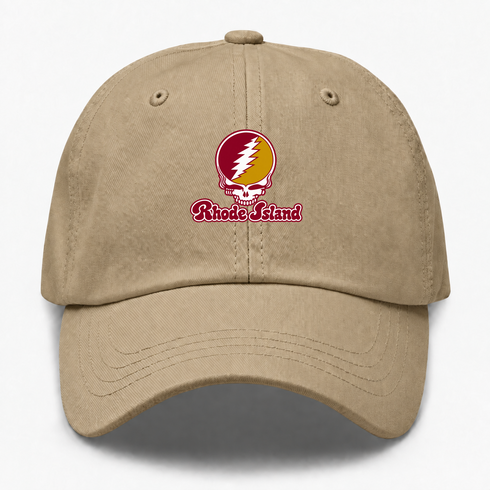 Rhode Island Stealie Premium Unisex Dad Hat — Design: Rhode Island College — Khaki