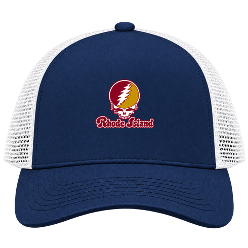 Rhode Island Stealie Premium Unisex Trucker Cap — Design: Rhode Island College — Navy/White