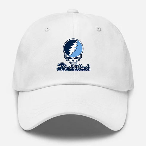 Rhode Island Stealie Premium Unisex Dad Hat — Design: Rhode Island University of — White