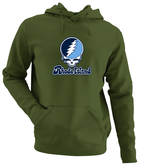 Rhode Island Stealie Premium Unisex Hoodie — Design: Rhode Island University of — Military Green