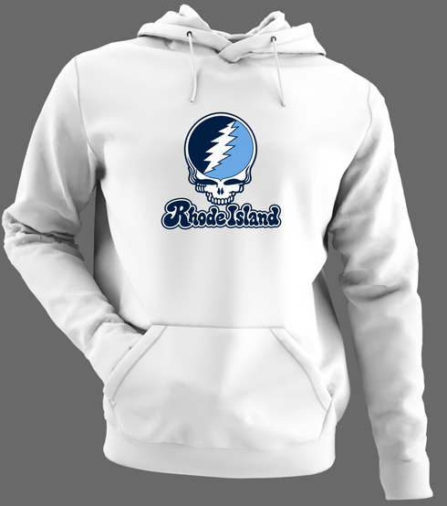 Rhode Island Stealie Premium Unisex Hoodie — Design: Rhode Island University of — White/Grey