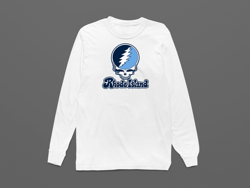 Rhode Island Stealie Premium Unisex Long-Sleeve — Design: Rhode Island University of — White