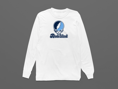 Rhode Island Stealie Premium Unisex Long-Sleeve — Design: Rhode Island University of — White
